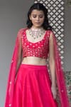 Buy_Astha Narang_Pink Main Material Blouse And Lehenga Raw Silk Scoop Embellished Set  _Online_at_Aza_Fashions