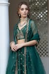 Shop_Astha Narang_Green Net, Dupatta Organzalining Semi Crepe, Main Embellished Set _at_Aza_Fashions