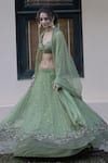 Buy_Astha Narang_Green Net Leaf Neck Embellished Lehenga Set _at_Aza_Fashions