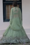 Shop_Astha Narang_Green Net Leaf Neck Embellished Lehenga Set _at_Aza_Fashions