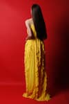 Shop_Swatee Singh_Yellow Georgette Plain Solid Round Strappy Ruffle Gown _at_Aza_Fashions