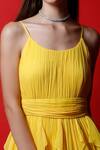 Shop_Swatee Singh_Yellow Georgette Plain Solid Round Strappy Ruffle Gown _Online_at_Aza_Fashions