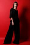 Buy_Swatee Singh_Black Lurex Plain Solid Round One Shoulder Jumpsuit _at_Aza_Fashions