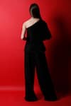 Shop_Swatee Singh_Black Lurex Plain Solid Round One Shoulder Jumpsuit _at_Aza_Fashions