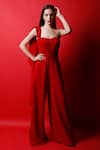 Buy_Swatee Singh_Red Crepe Plain Solid Sweetheart Neck Draped Corset Jumpsuit _at_Aza_Fashions