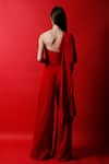 Shop_Swatee Singh_Red Crepe Plain Solid Sweetheart Neck Draped Corset Jumpsuit _at_Aza_Fashions