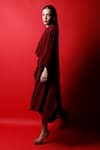 Swatee Singh_Red Crepe Plain Solid High Neck Cape Dress  _Online_at_Aza_Fashions