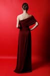 Shop_Swatee Singh_Red Crepe Solid Strapless Draped Tube Gown _at_Aza_Fashions