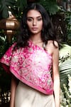 Shop_Samatvam by Anjali Bhaskar_Pink Modal Satin Asymmetric Silk Top And Draped Skirt Set _at_Aza_Fashions