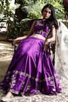 Buy_Samatvam by Anjali Bhaskar_Purple Silk Round Embroidered Lehenga Set _at_Aza_Fashions