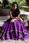 Shop_Samatvam by Anjali Bhaskar_Purple Silk Round Embroidered Lehenga Set _at_Aza_Fashions