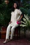 Shop_Samatvam By Anjali Bhaskar_Beige Cotton Silk Round Embroidered Kurta And Pant Set _at_Aza_Fashions