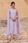 Buy_Kameez_Purple Kurta - Chanderi Embroidered Floral Round Gota Pant Set _at_Aza_Fashions