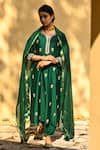 Buy_Kameez_Green Dupatta - Maheshwari, Kurta - Chanderi, Salwar - Gota Embroidered Set _at_Aza_Fashions