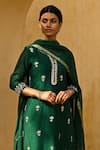 Kameez_Green Dupatta - Maheshwari, Kurta - Chanderi, Salwar - Gota Embroidered Set _Online_at_Aza_Fashions
