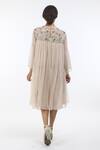 Shop_Nikasha_Grey Tulle Floral Motifs Round Hand Painted Dress For Women_at_Aza_Fashions