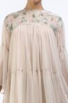 Nikasha_Grey Tulle Floral Motifs Round Hand Painted Dress For Women_Online_at_Aza_Fashions