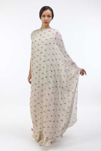 Buy_Nikasha_Grey Round Painted Kaftan With Skirt _at_Aza_Fashions
