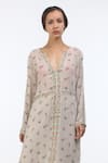 Nikasha_Grey V Neck Hand Painted Maxi Dress For Women_Online_at_Aza_Fashions