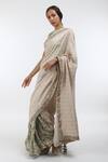 Buy_Nikasha_Grey Round Hand Painted Saree With Blouse For Women_at_Aza_Fashions