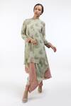 Buy_Nikasha_Grey Round Hand Painted Kurta And Dhoti Pant Set For Women_at_Aza_Fashions