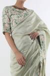 Nikasha_Grey Round Chanderi Saree With Blouse For Women_Online_at_Aza_Fashions