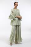 Buy_Nikasha_Grey Round Hand Painted Flared Blouse For Women_at_Aza_Fashions