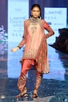 Buy_Rajdeep Ranawat_Pink 100% Silk Round Tunic And Dhoti Pant Set  _at_Aza_Fashions