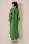 Shop_Kameez_Green Russian Silk Printed Chevron Mandarin Collar Kurta And Pant Set _at_Aza_Fashions