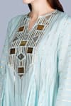 Gulabo by Abu Sandeep_Blue Lurex Cotton Embroidered Gota Patti Notched Tunic  _at_Aza_Fashions