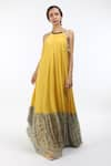 Buy_Nikasha_Yellow Round Halter Maxi Dress _at_Aza_Fashions