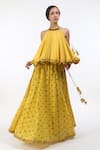 Buy_Nikasha_Yellow Round Flared Top With Printed Lehenga For Women_at_Aza_Fashions