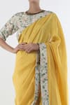 Nikasha_Yellow Round Chanderi Silk Saree With Blouse For Women_Online_at_Aza_Fashions