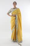 Buy_Nikasha_Yellow Round Chanderi Silk Saree With Blouse For Women_at_Aza_Fashions