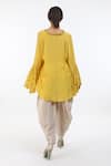 Shop_Nikasha_Yellow V Neck Printed Short Tunic For Women_at_Aza_Fashions