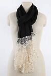 Buy_Pashma_Black Handmade Italian Lace Silk Cashmere Scarf _at_Aza_Fashions