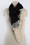 Pashma_Black Handmade Italian Lace Silk Cashmere Scarf _Online_at_Aza_Fashions