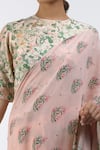 Nikasha_Pink Round Printed Saree With Chanderi Blouse _Online_at_Aza_Fashions