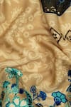 Pashma_Gold Printed Cashmere Floral Scarf _Online_at_Aza_Fashions