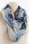 Buy_Pashma_Blue Printed Silk Cashmere Floral Scarf _at_Aza_Fashions