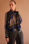 Pashma_Blue Printed Silk Cashmere Scarf _Online_at_Aza_Fashions