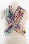 Buy_Pashma_Pink Silk Cashmere Hand Printed Scarf _at_Aza_Fashions