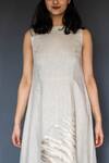 Shop_Taika By Poonam Bhagat_Beige Linen Boat Embellished Dress _at_Aza_Fashions