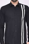 Arihant Rai Sinha_Black Slub Cotton Striped Shirt _at_Aza_Fashions