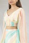 Vedika M_Peach Crepe Hand Painted Skirt Set_at_Aza_Fashions