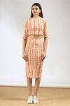 Buy_Vedika M_Peach Crepe Hand Painted Skirt Set_Online_at_Aza_Fashions