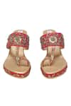 Shop_Fuchsia_Pink Embroidery Floral Kolhapuri Wedges _Online_at_Aza_Fashions