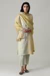 Buy_Manan_Yellow Metallic Linen Kurta Set_at_Aza_Fashions