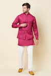 Buy_Spring Break_Pink Linen Satin Bundi And Kurta Set _at_Aza_Fashions