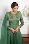 Shop_PARUL GANDHI_Green Butter Silk Embroidery Round Anarkali With Dupatta _Online_at_Aza_Fashions